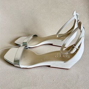 Franco Sarto Silver and White Sandals